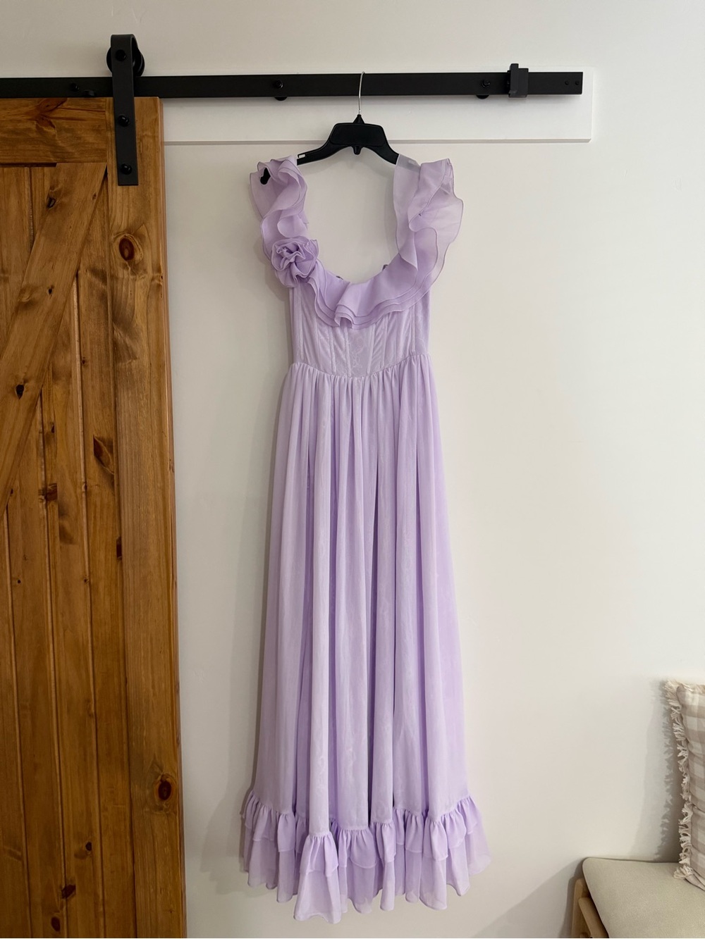 V. Chapman Lavender Ruffle Maxi Gown